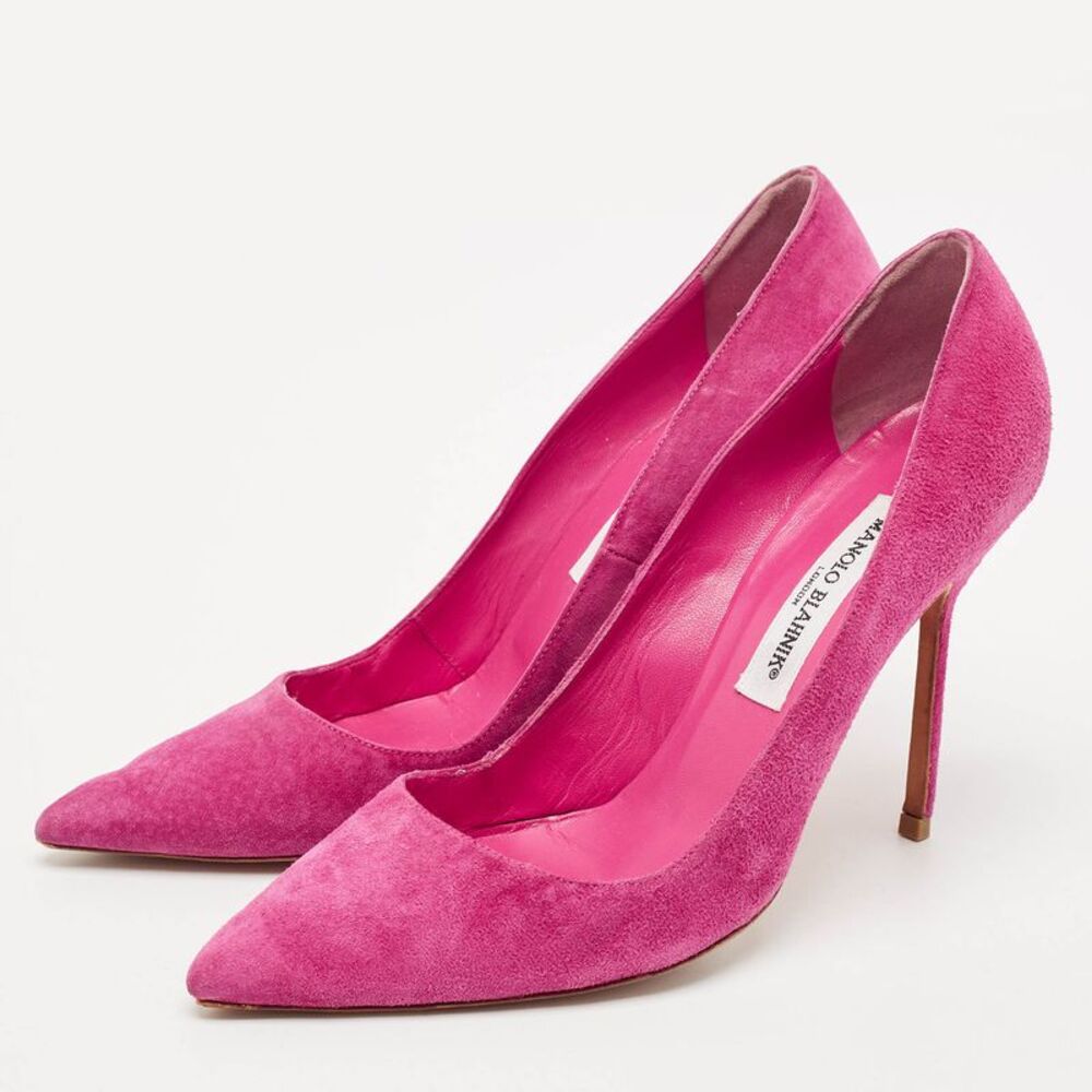 Manolo Blahnik Pink Suede Bb Pointed Toe Pumps Size 39 - Picture 2 of 7